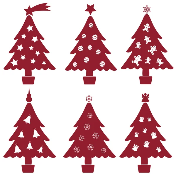 Colección de decoración de árbol rojo y blanco de navidad eps10 — Archivo Imágenes Vectoriales