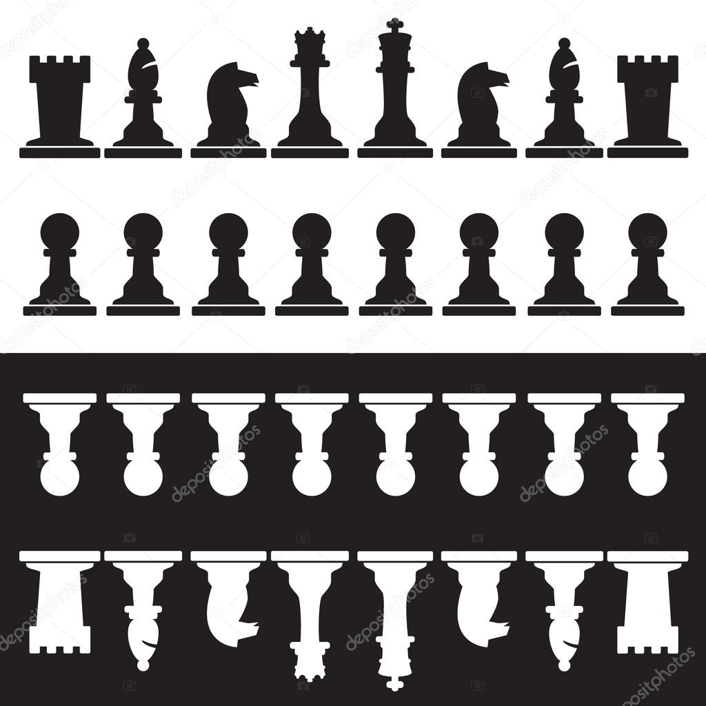 set of black and white chess pieces eps10