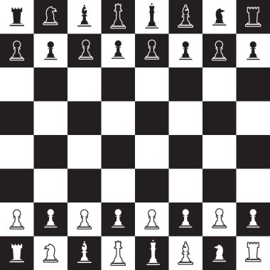 satranç tahtası ile siyah beyaz satranç parçaları eps10