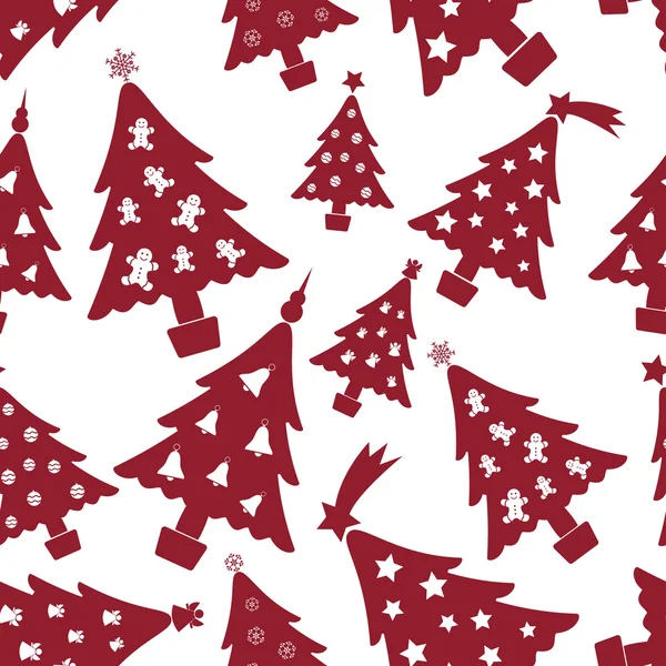 Christmas red and white tree decoration seamless pattern eps10 — Stock Vector