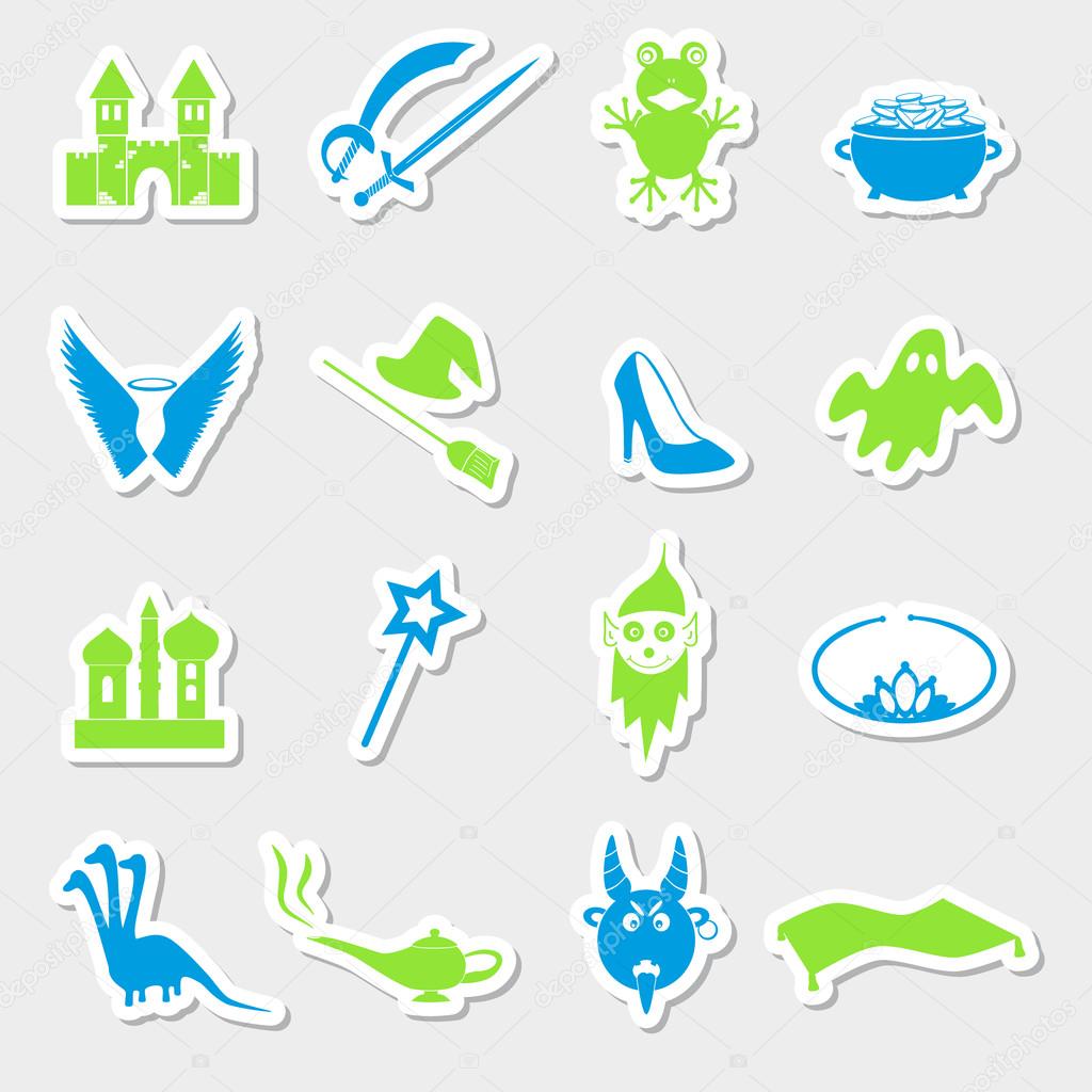 color simple fairy tales theme stickers set eps10