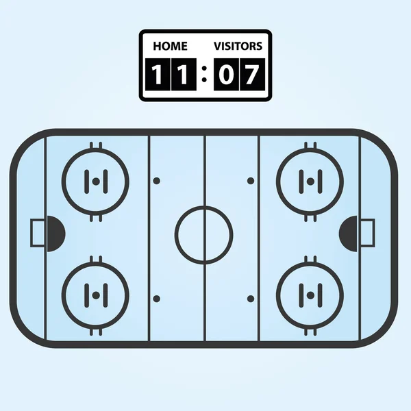冰上曲棍球场计划与计分板 eps10 — 图库矢量图片