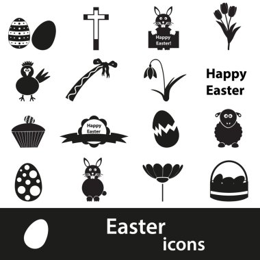eps10 çeşitli siyah Paskalya Icons set