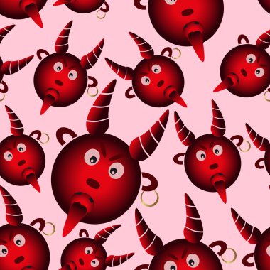 red evil cartoon devil from hell seamless pattern eps10 clipart