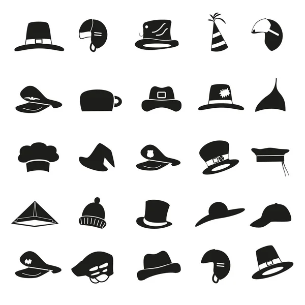 Varios sombreros negros iconos vector conjunto eps10 — Archivo Imágenes Vectoriales