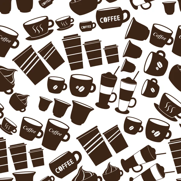 Tasses à café et tasses tailles variations icônes motif sans couture eps10 — Image vectorielle