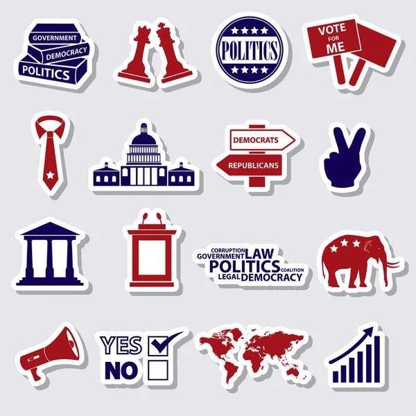 Politics red and blue simple stickers set eps10 — Stock Vector