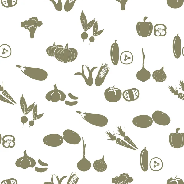 Simple vegetables icons seamless white pattern eps10 — Stock Vector