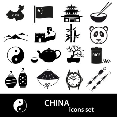 China theme black icons vector set eps10 clipart