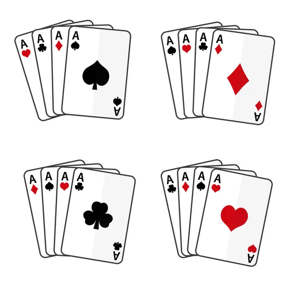 Sets of playing cards with four aces eps10 — Stock Vector