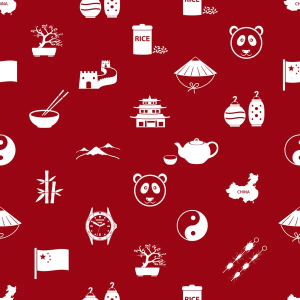 Icônes thème Chine blanc et rouge motif sans couture eps10 — Image vectorielle