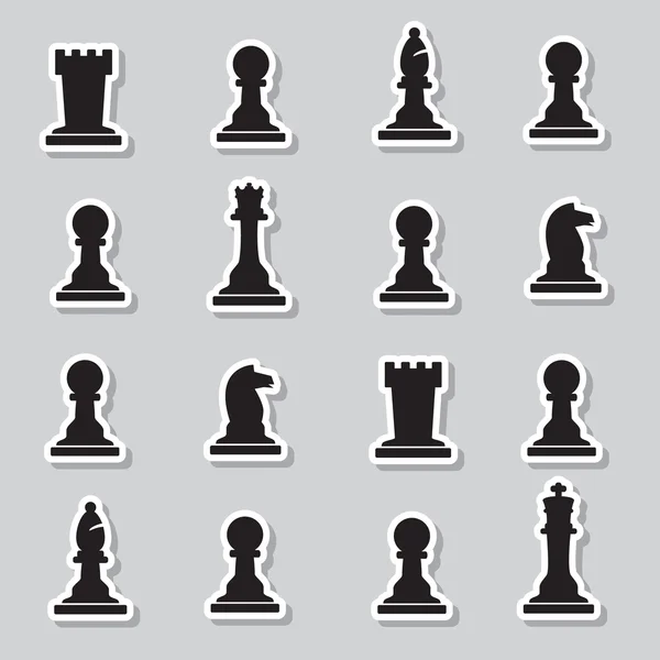 Sada černých šachové figurky samolepky eps10 — Stockový vektor