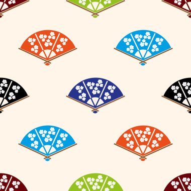 asian hand fan various colors set seamless pattern eps10 clipart