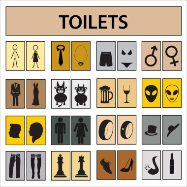 man and woman public toilets colorful icons eps10 clipart