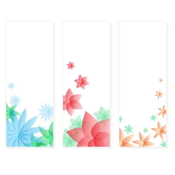 फुलांचे तीन प्रकारचे अनुलंब बॅनर कार्ड eps10 — स्टॉक व्हेक्टर