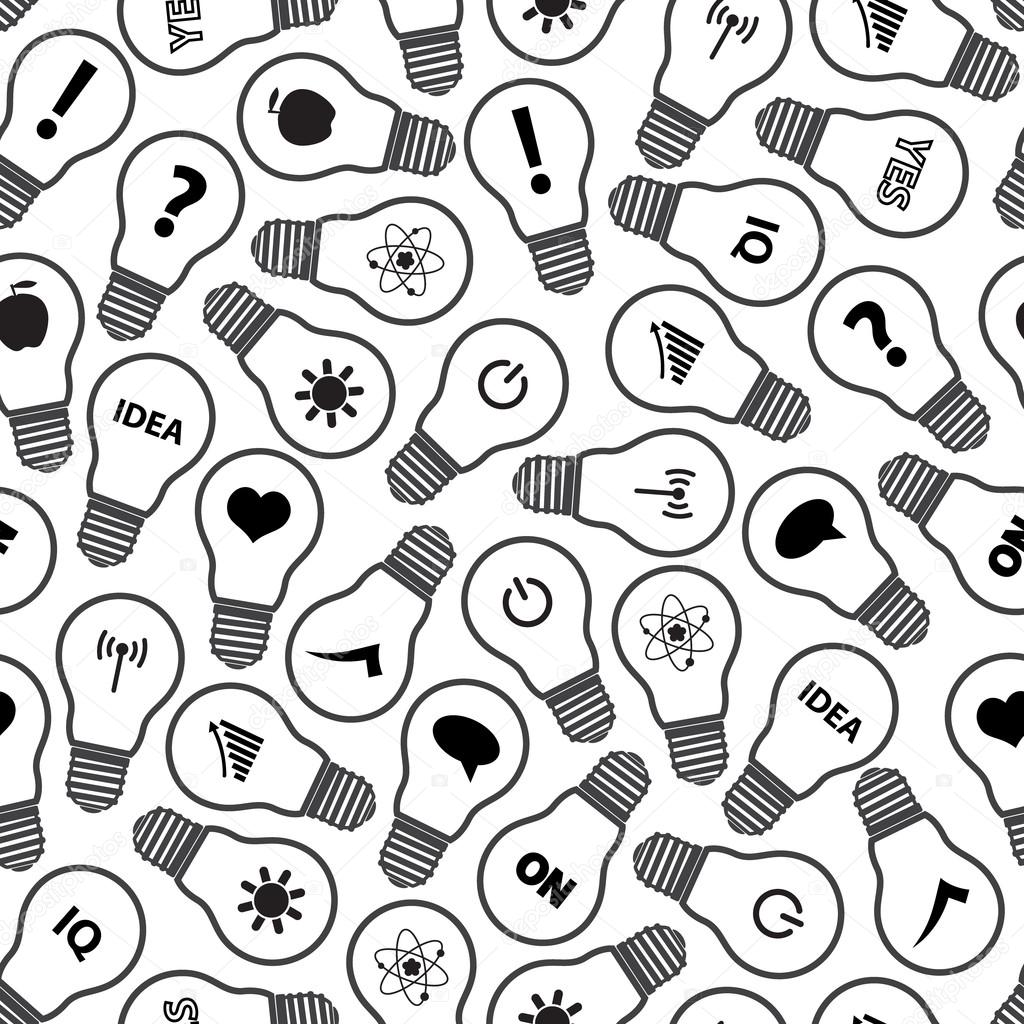 light bulb symbols with various idea icons pattern eps10