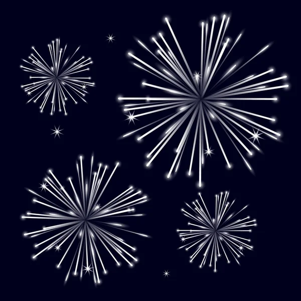 Grayscale shiny fireworks on black background eps10 — Stock Vector