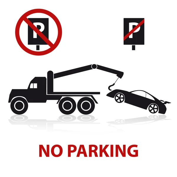 Pas de symboles de stationnement avec voiture et panneaux eps10 — Image vectorielle