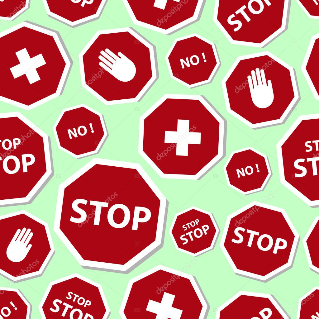 red stop road sign set seamless pattern eps10
