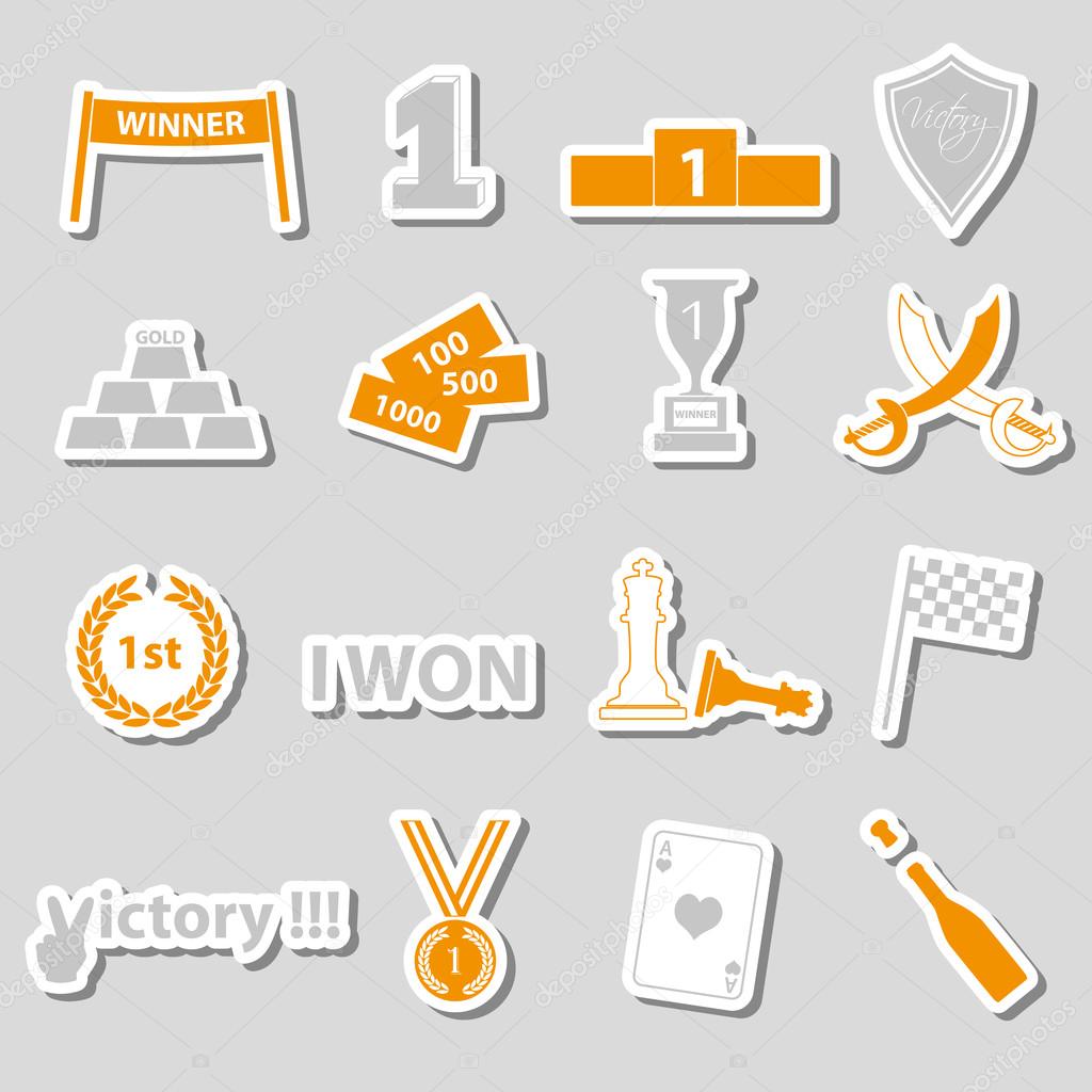 flawless victory symbols set of color stickers eps10