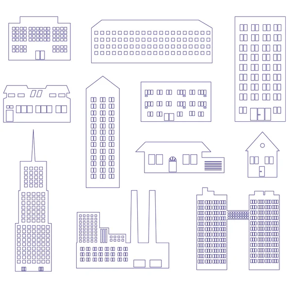 Budynki i domy eps10 proste symbole konspektu — Wektor stockowy