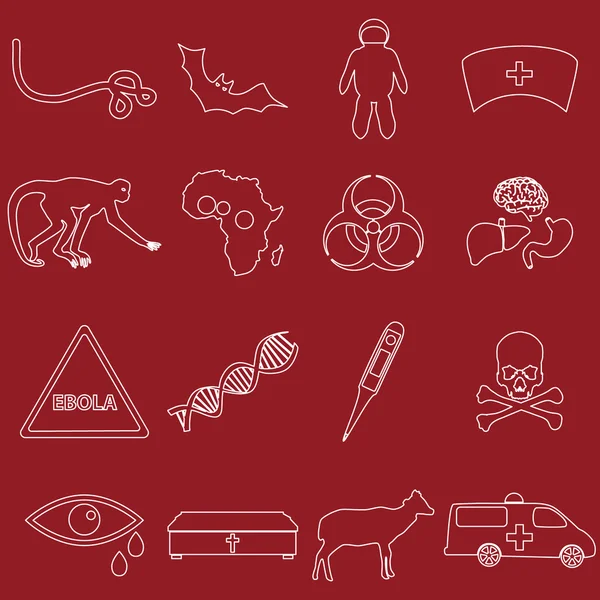 Ebola disease outline white icons set eps10 — Stock Vector