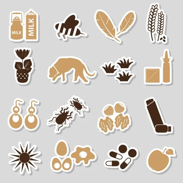 Allergy and allergens color stickers set eps10 — Stock Vector