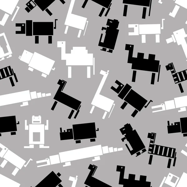 Zwart-wit digitale retro dieren patroon eps10 — Stockvector