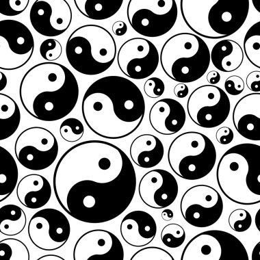Yin ve yang sembolleri Dikişsiz siyah-beyaz desen eps10