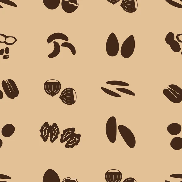 Varios tipos de frutos secos iconos marrones conjunto eps10 — Vector de stock