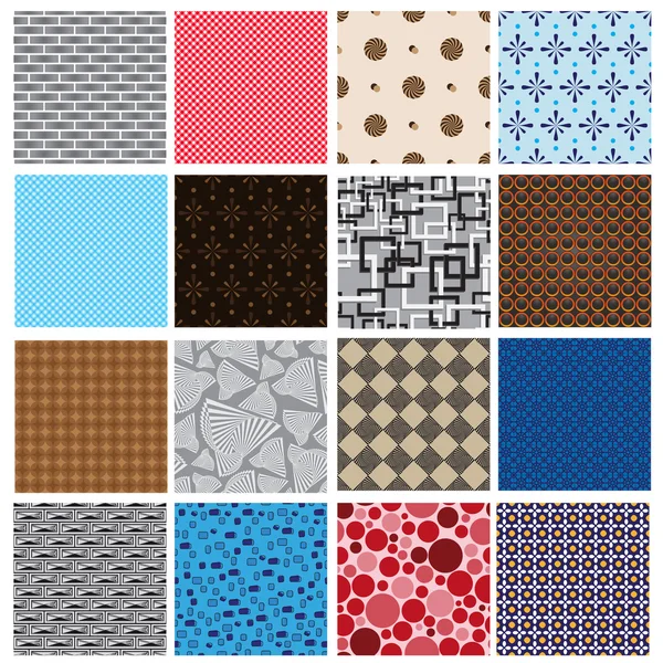 16 simple retro color seamless patterns eps10 — Stock Vector