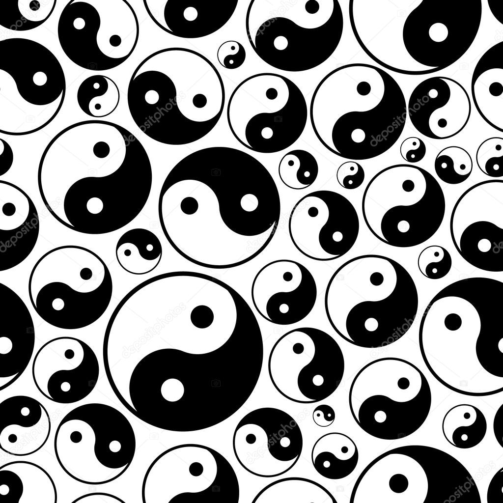 yin and yang symbols seamless black and white pattern eps10