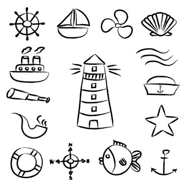 eps10 deniz kroki doodle vector Icons set