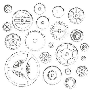 cogwheels kısımların izle hareketinin doodle simgeler eps10