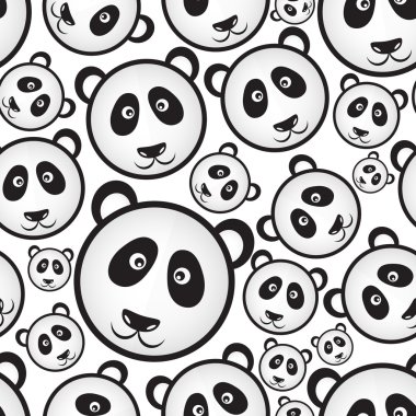 siyah ve beyaz ayı panda baş seamless modeli eps10