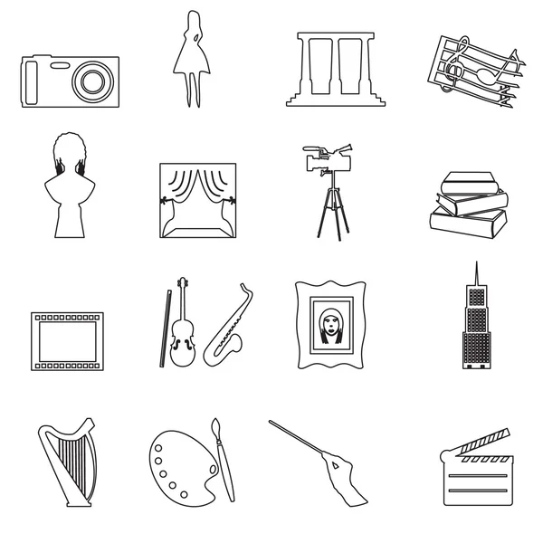 16 outline art vector icons set eps10 — Stock Vector