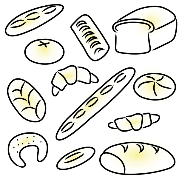 Produtos de padaria doodle ícones esboço conjunto eps10 — Vetor de Stock