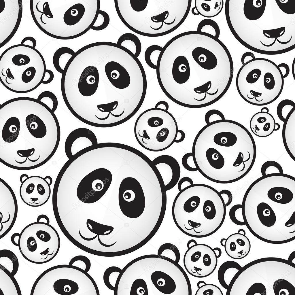 black and white panda bear head seamless pattern eps10