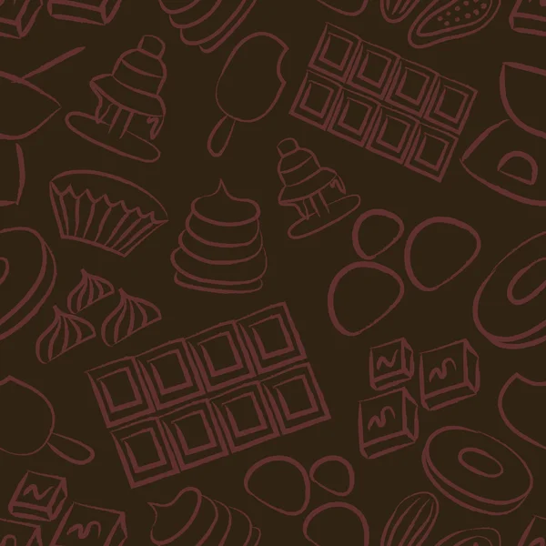 Sweet chocolate doodle sketch icons seamless pattern eps10 — Stock Vector