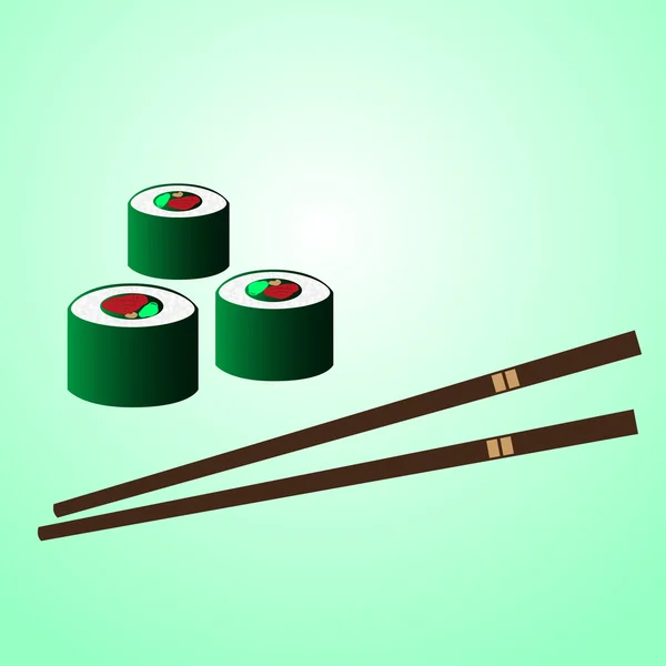 Comida de sushi japón con palillo en la mesa eps10 — Vector de stock