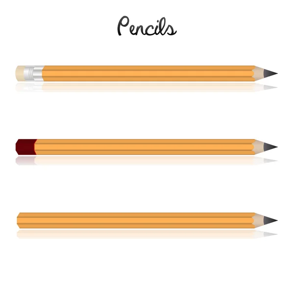 Três vários ícones de lápis de madeira vetor eps10 — Vetor de Stock