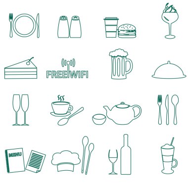 Restoran ve pub anahat simgeleri set eps10