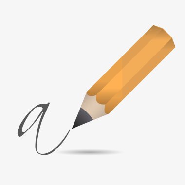 bir büyük ahşap vektör kalem yazmak mektup eps10