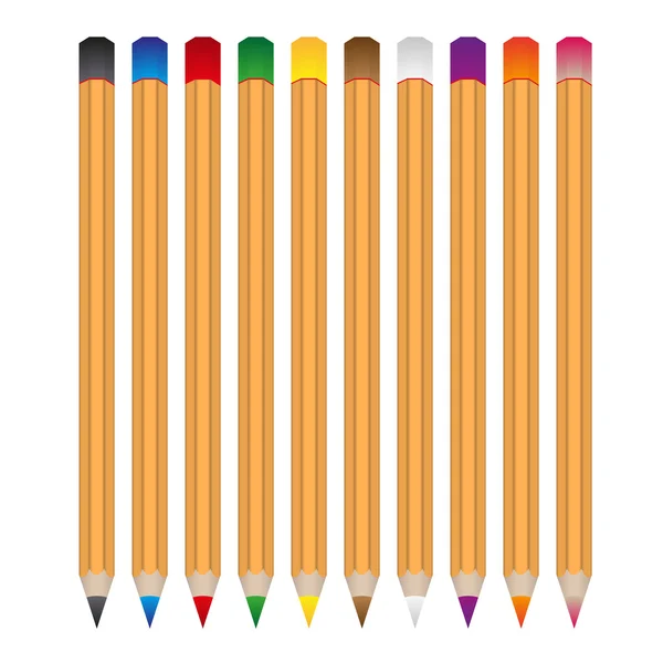 Set of various color wooden vector crayons eps10 — Stock Vector