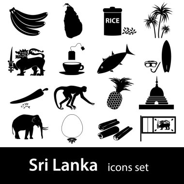 Sri-lanka ülke sembolleri siyah Icons set eps10