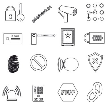 security black simple outline icons set eps10 clipart
