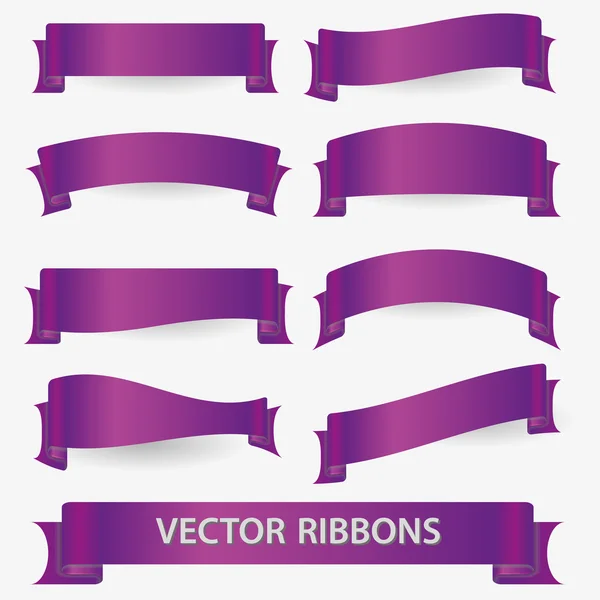 Purple various curver empty ribbon banners eps10 — Stock Vector