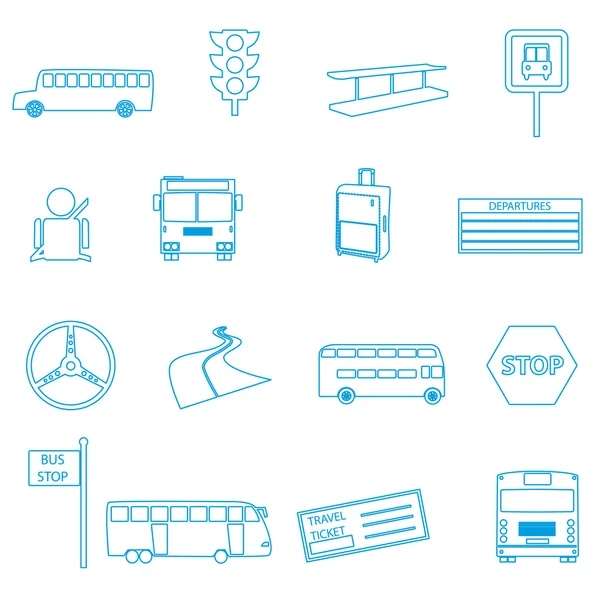 Bus transport simple outline icons set eps10 — Stock Vector