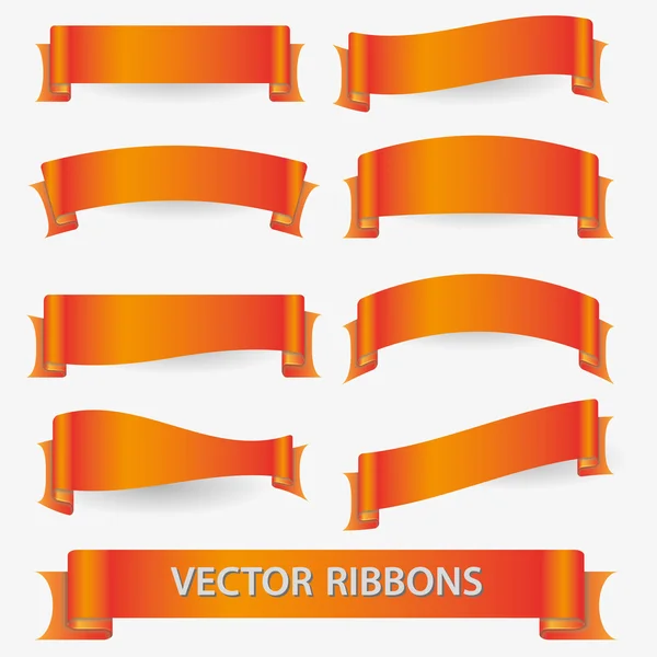 Orange various curver empty ribbon banners eps10 — Stock Vector