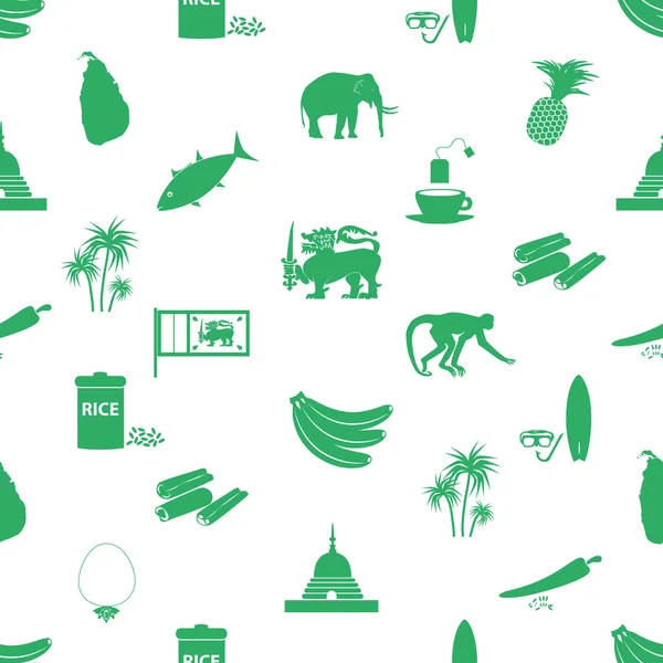 Sri-lanka país símbolos sin costura patrón verde eps10 — Vector de stock